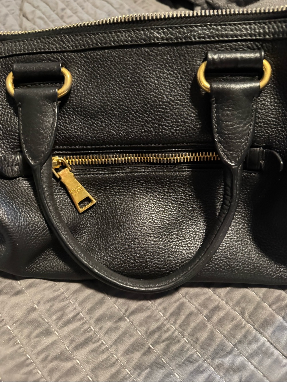 Prada Black Leather Shoulder Bag with Gold Hardware - Picture 11 of 12